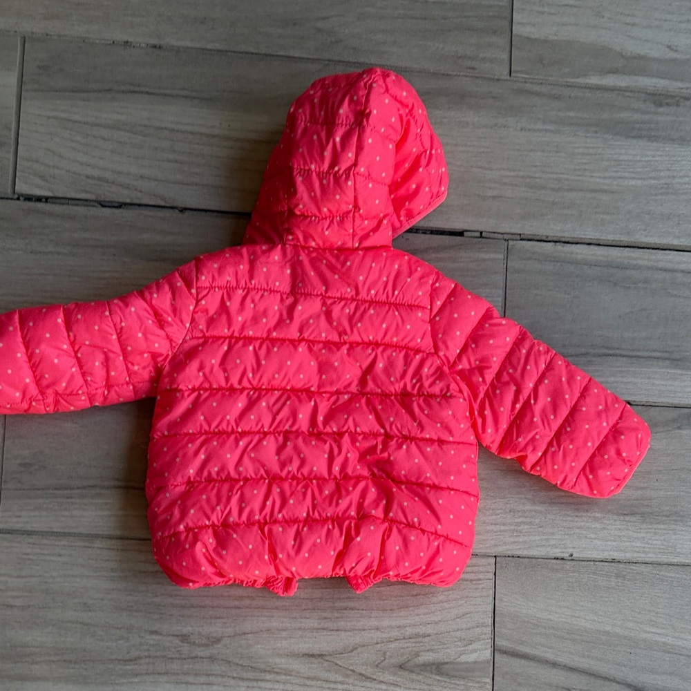 GAP Pink Polka Dot Hooded Puffer Jacket - Picture 6 of 6